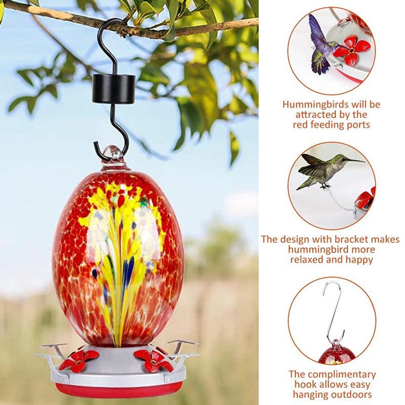 Hummingbird Feeder Hand Blown Glass - Libiyi