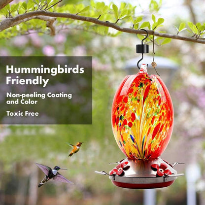 Hummingbird Feeder Hand Blown Glass - Libiyi