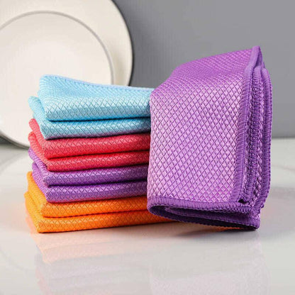 Fish Scale Microfiber Polishing Cleaning Cloth 5 Pcs